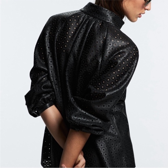 Zara Faux Leather Perforated Top - Picture 9 of 9